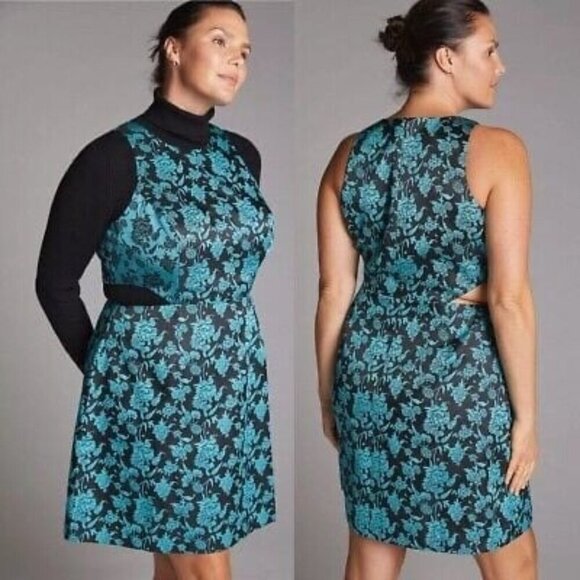 NWT Anthropologie Hutch satin jacquard cutout shift dress - Picture 1 of 6